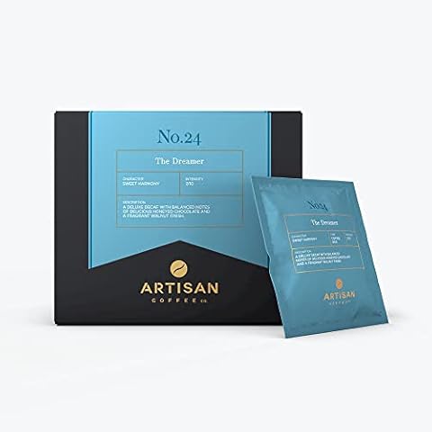 Artisan Coffee Co. The Dreamer Ground Decaf Filter Coffee | Honeyed Chocolate and Walnut Premium Specialty Coffee | Medium Roast, 7/10 Strength | 100% Arabica Quality Beans | 14 x 30g Sachets Cover