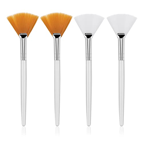 Sibba 4 x Gesichtspinsel Fächerpinsel Säure-Applikator-Pinsel Make-up-Pinsel mit transparentem Kunststoffgriff Kosmetik-Auftragswerkzeug für Schlamm-Gesichtscreme (4 Stück)