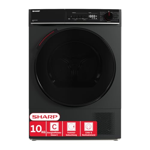 SHARP KD-WNHB0S9GAC-DE Wäschetrockner, 10kg, C, WiFi, 15 Trockenprogramme inkl. 20-Minuten-Schnelltrockenprogramm, Espresso Grey