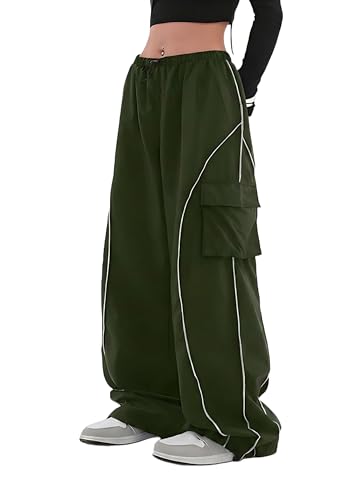 Loose Fit Track Pant | Korean Style Parachute Baggy Pants for Wom...
