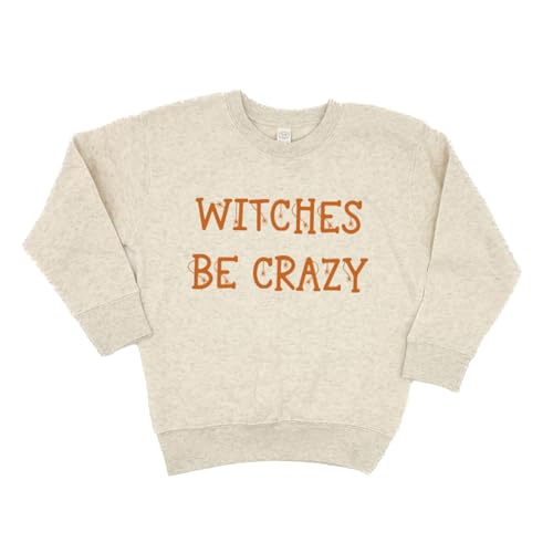 Witches Be Crazy Spider Web Toddler and Youth Beige Gray Black Crewneck Sweatshirt
