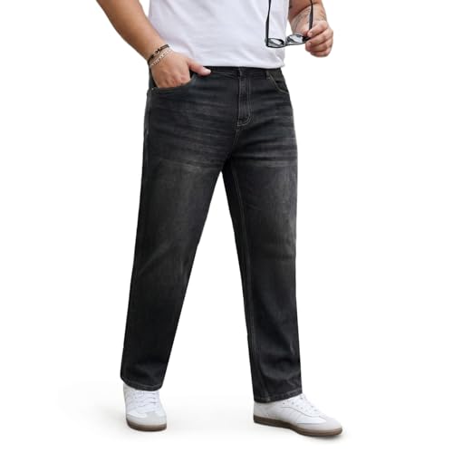 Image of Urbano Plus Men's Relaxed Fit Washed Denim Jeans Non-Stretchable