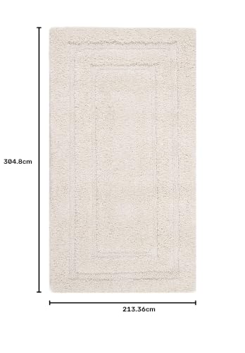 Image of Rectangular Box Shaggy Carpet for Living Room, Bedroom, High Low Design Finish Microfiber 1.8 Inch Pile High, 7x10 Feet Cream|Cream Color