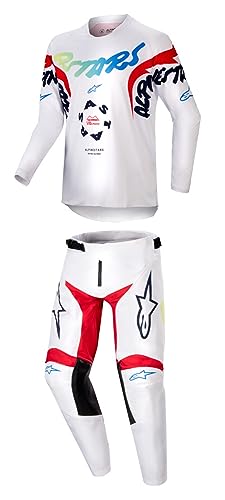 Alpinestars Racer Hana White/Multicolor Youth Moto Gear Set - Pant and Jersey Combo