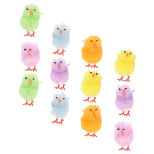 Vaguelly 12pièces Mini Poussins De Pâques Peluche Décorations De Pâques Faux Poussins pour Petits Moelleux Lot de De