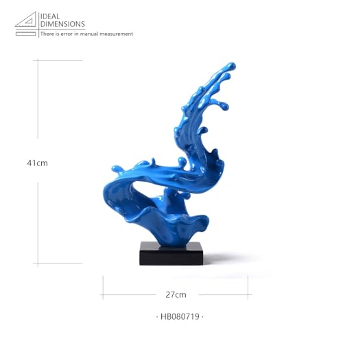 HAUCOZE Modern Sculpture Decor Abstract Statue Figurine Sea Wave Arts Gifts Polyresin Crafts 16.0 inch