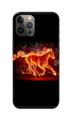 Image of PRINTFIDAA Printed Hard Back Cover Case for Apple iPhone 13 Pro Back Cover (Fiery Horse) -112