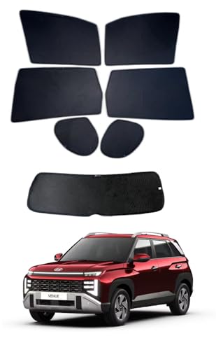 Jeet Enterprises Premium Car Sunshade Fix Type Non-Magnetic Curtain with Rear Dicky Curtain Set of 7pc for New Venue 2025