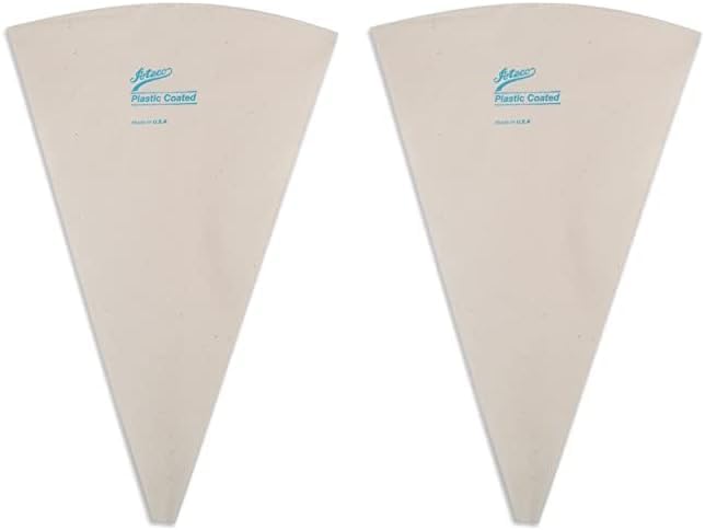 Ateco Plastic Coated Canvas Decorating Bag, 12-Inch, Reusable, Made in USA, White (Pack of 2)