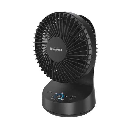 Honeywell Ventilador Oscilante QuietSet 5, Preto – Ventilador de Quarto Pessoal e Pequeno com Funcionamento Silencioso e 5 Níveis de Potência e Som