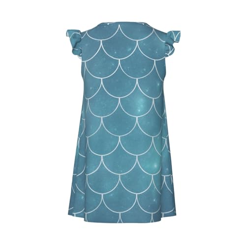 Augenstern Flutter Sleeve Nightgown Pajama Gown Blue Fish Scales Easy Pull-On Sleepwear Nightdress2