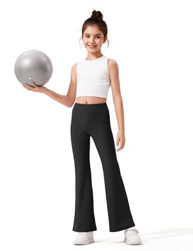 Image of HASMES 3 Pack Girls Flare Leggings Kids Bell Bottom Dance Yoga Pants Activewear