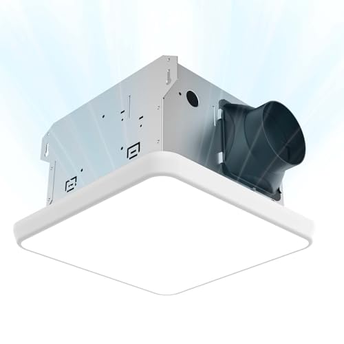 Fitop Bathroom Exhaust Fan with Light, Ultra Quiet 100 CFM Ceiling Vent Fan for Shower Bathrooms, 1.0 Sones, 1300LM LED Light with Nightlight & 3CCT, No Attic Access Install, ETL & FCC Listed–White