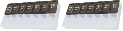Image of 7 Day Weekly Pill AM PM Organizer, ShysTech Large Pill Case Pill Box for Pills /Vitamin /Supplements /Medication (Black /White) (Pack of 2)