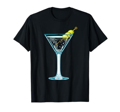 Martini Glass Green Olives Bartender Vodka Drink T-Shirt