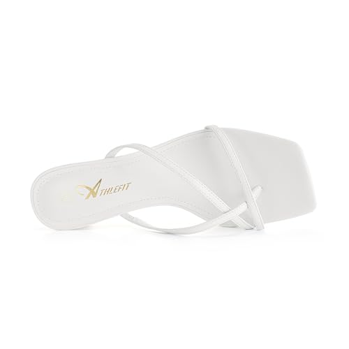 Image of Athlefit Women's Strappy Kitten Heels Flip Flops Square Open Toe Low Heels Fashion Party Dress Thong Heeled Sandals
