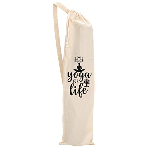 ThePrintFactory Yoga for Life Cotton Yoga Mat Bag/Cover with Shoulder Strap - Cotton Material (Off White)