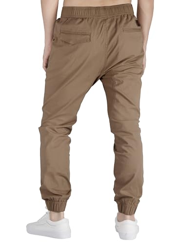 ITALYMORN Khaki Chino Joggers for Men Twill Stretch Casual Pants with Pockets