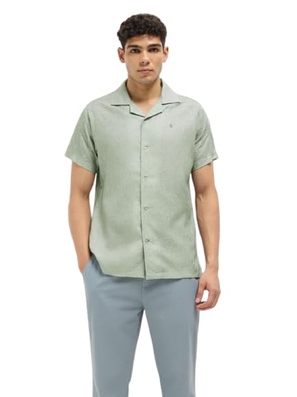 Leaf Green Floral Printed Casual Shirt-image-21