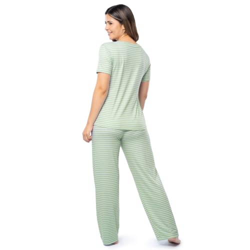 Image of Fruit of the Loom womens Short Sleeve Tee and Pant 2 Piece Sleep Set
