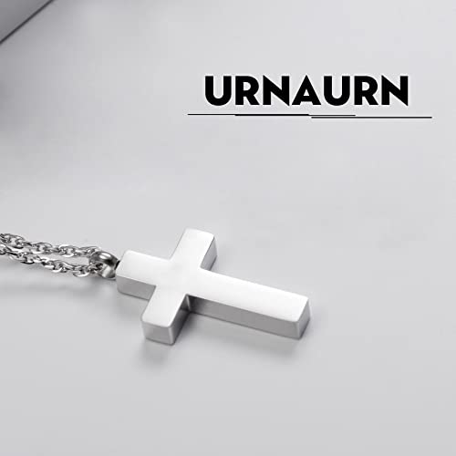 Cremation Cross Necklace for Ashes, Blank Cross Urns Locket Pendant Ashes Holder Stainless Steel Memorial Jewelry3