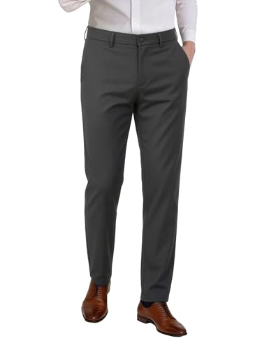 Plaid&Plain Mens Slim Fit Dress Pants Stretch Dress Pants