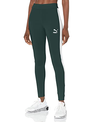 Legging PUMA Iconic T7 grande taille 1X pour femme, coloris vert et ivoire style retro