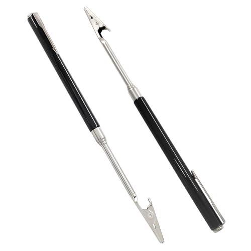 Coufce 2 Pcs Telescoping Alligator Clip Extendable Bracelet Helper Tool with Pen Clip for Mechanics Home Automobile Repairing Jewelry Fastening Picking Items(Black)