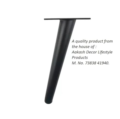 Image of Sofa Leg Black Finish 8 Inches (Set of 4) Metal Cone Shape Heavy Duty Sofa Legs for Home, Office Rustproof & Sturdy Sofa Paya with Mounting Screw | Furniture /Table Legs