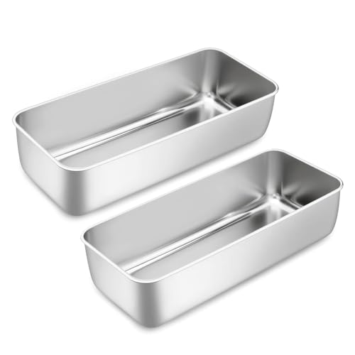 EIMZU Kastenform Große Edelstahl Brotbackform, 2er Set Brotbackform, Rechteckig Kastenbackform Backform, für Kuchen und Brote, Königskuchenform (33 * 15 *...