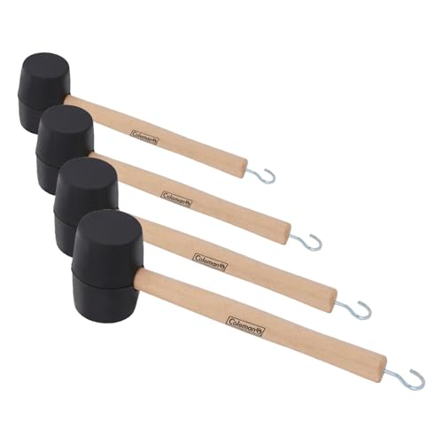 Image of Coleman Rubber Mallet with Tent Peg Remover Hook, Double-Sided Mallet Head Made of High-Impact Rubber, Great for Camping, Tailgating, Carpentry, Metalwork, & More (Pack of 4)