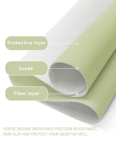 Image of YSAGi Non-Slip Leather Desk Pad, Waterproof Laptop Computer Desk Keyboard Mat, Table Protector Blotter Mat, Large Mouse Pad for Office /Work /Home /Decor(Matcha Green, 31.5 inch x 15.7 inch)