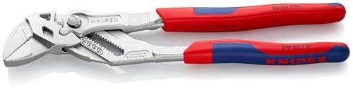 KNIPEX Zangenschlüssel, verchromt, 250 mm, greift stufenlos bis 52 mm, Feinverstellung per Knopfdruck, Comfort-Griff, Schraubenschlüssel 86 05 250