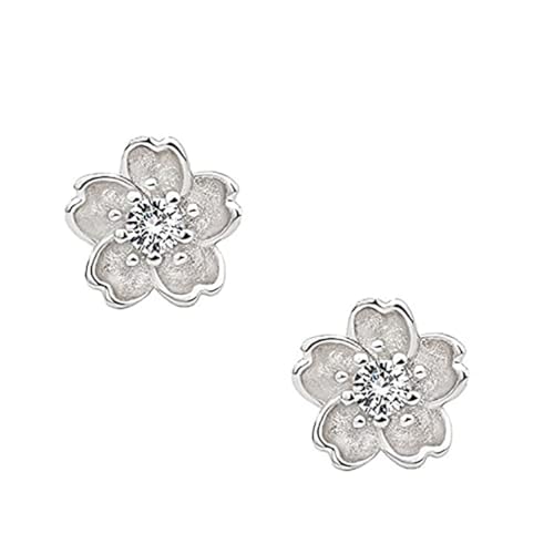 BZG Flower Stud Earrings - Sterling Silver Cubic Zirconia, Hypoallergenic, Sexy Flower Earrings for Women