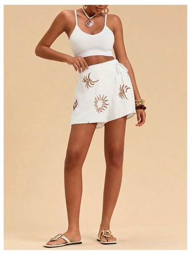 Image of SweatyRocks Women's Boho Mini Skirts Floral Shorts Tie Side Wrap Skorts
