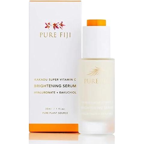 Pure Fiji Vitamin C Face Serum Brightening with Bakuchiol, Skin Brightening Serum - Anti Aging, Reduce Wrinkles & Dark Spots, All Natural Ingredients, 1 Fl.Oz Cover