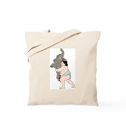 CafePress Sumo Wrestler + Elephant Tote Bag Reusable Natural Beige Canvas Shopping Bag