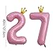 YFHVJTKO 40 Inch Number 27 Pink Crown Balloon Set,27th Celebration Decorations for Happy 27th Birthday Party Wedding Bridal Shower Engagement Photo Shoot Anniversary Decoration, Baby Pink 27 Balloon