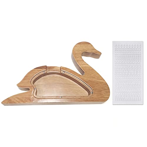 CusGifta Hucha de madera para niños Cisne Caja de ahorro de dinero Banco de monedas para niños Niños Niñas Adultos Cover