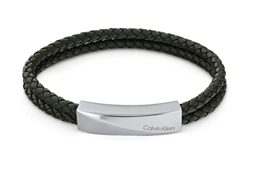 Calvin Klein Jewelry Men's Braided Leather Bracelet, Color: Green (Model: 35000099) #TOP29