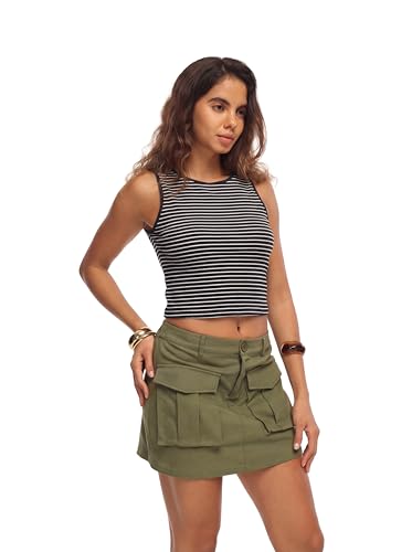 Save on HiMONE Women's Striped Crop Tank Top with Code 8NLCMJI2 - Image 3