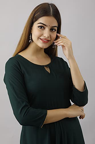 Image of Kimayra Fashion Women's Printed Rayon Flared Kurta, Designer Anarkali Kurta Kurtis top Tunic Ethnic Dresses for Girls