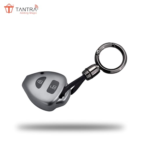 Image of SIAGO TPU Key Cover and Round Keychain Compatible for innova, Fortuner 2 Button Smart Key (Grey)