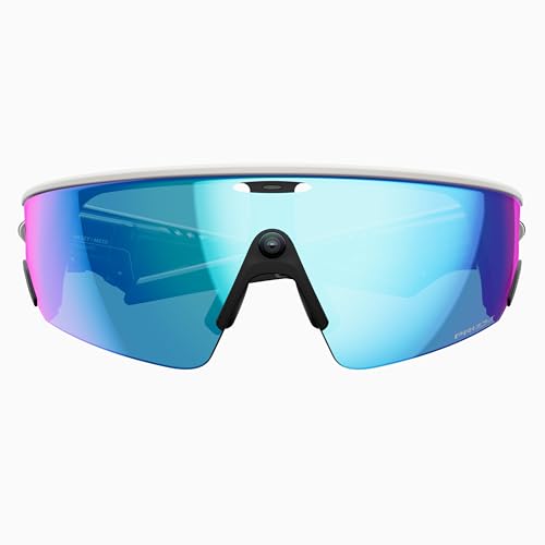 Oakley | Meta Vanguard with Meta AI, Audio, Photo, Video Compatibility – White, Prizm™ Sapphire
