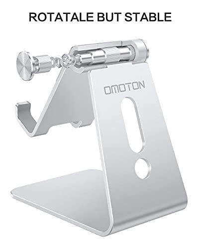 image for Adjustable Cell Phone Stand, OMOTON Aluminum Desktop Cellphone Stand w