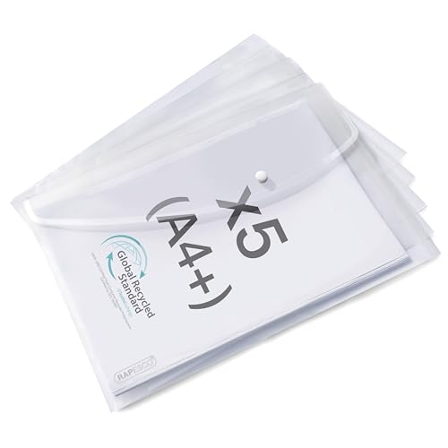 Rapesco 1840 ECO Recycled Popper Wallets A4+ Pack of 5