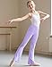 KEREDA Girls Flare Leggings High Waist Cross Bell Bottoms for Girls Yoga Dance Pants with Pockets Purple 7-8 Years