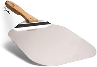 Chef Pomodoro Aluminum Metal Pizza Peel with Foldable Wood Handle for Easy Storage