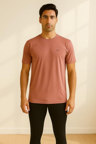 Image of Force NXT Men's Premium Microfiber Fabric Solid T-Shirt | Round Neck Half-Sleeves T-Shirt for Men | Sweat Wicking with Label Free for Daily Uses
