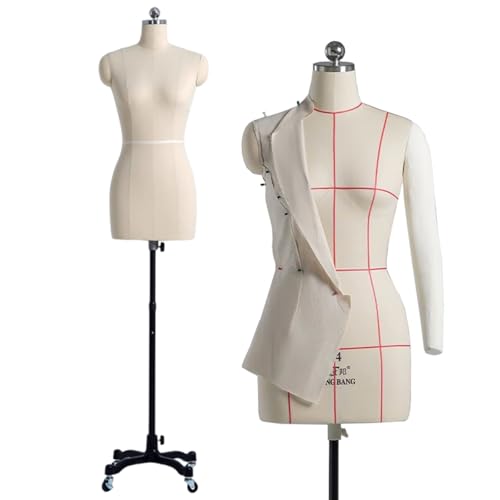 maniquí costura Mujer Maniquí Pinnable para coser ropa, Formas de vestido de talla grande con brazos suaves, Maniqui Sastre Maniqui Modista sobre Ruedas, Adulto Tamaño Completo Withoutarms Size10